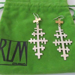 NEW RLM STUDIO SILVER MODERNIST CROSS EARRINGS